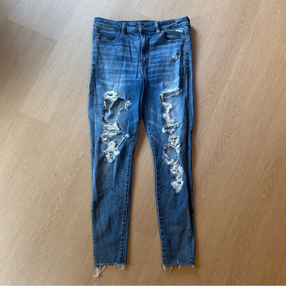 American Eagle Distressed Super Hi Rise Jegging NE(X)T Level Stretch size 10
